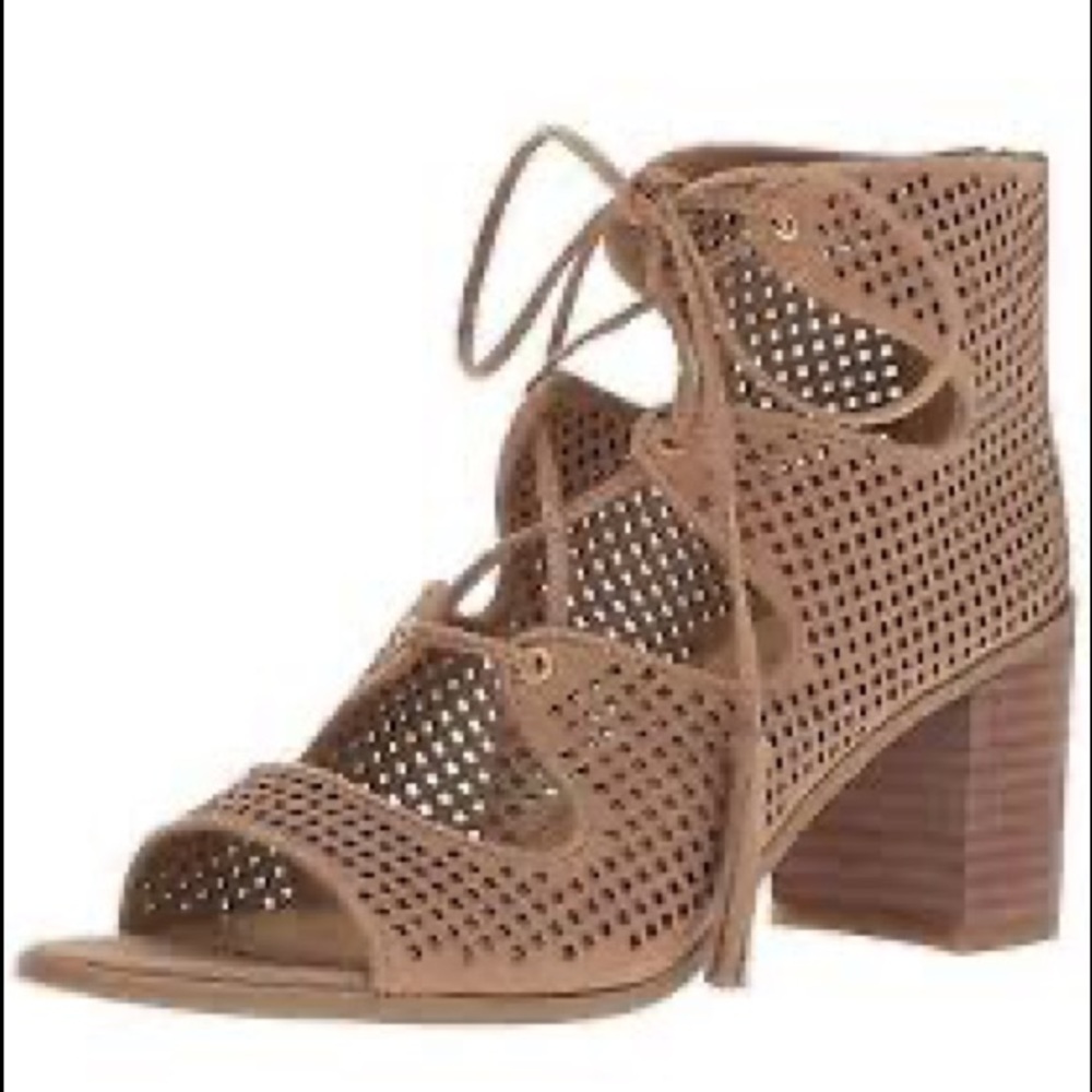 Franco Sarto tan leather honolulu cage lace up shoes